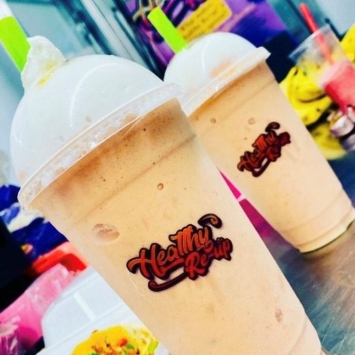 Image of two to-go beverages from Healthy Re'Up in Warren, Michigan.