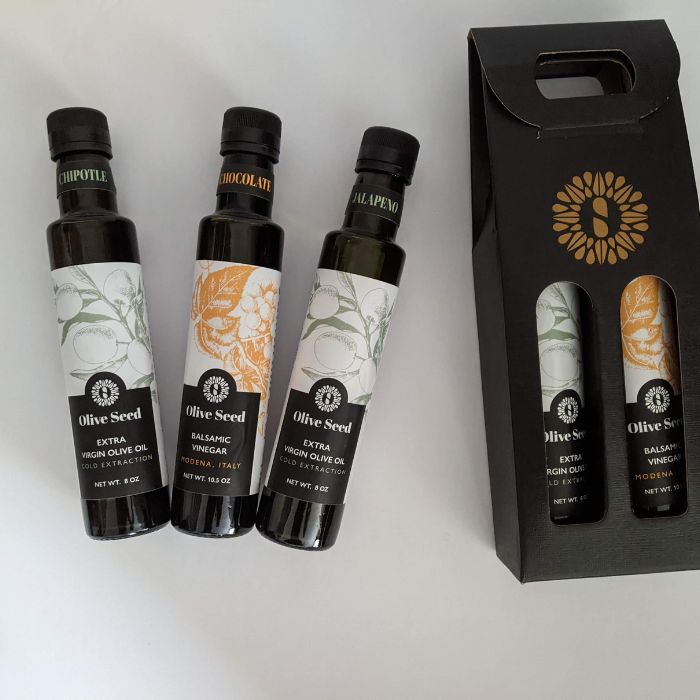 Image of a Olive Oil and Vinegar Set from Olive Seed of Detroit, Michigan.